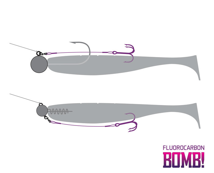 DELPHIN Přívlačový návazec BOMB! Twisto RIGS Fluorocarbon háček 6 / 8 cm / 3 ks
