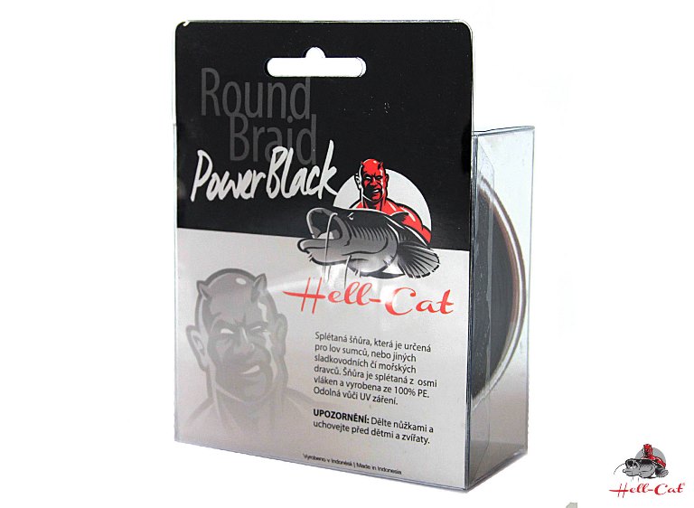 HELL-CAT SPLÉTANÁ ŠŇŮRA ROUND BRAID POWER BLACK 0,70MM / 85KG / 200M