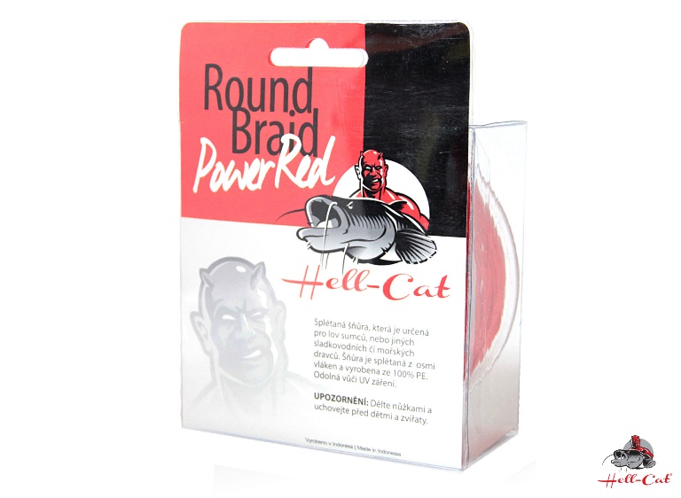 HELL-CAT SPLÉTANÁ ŠŇŮRA ROUND BRAID POWER RED 0,70MM / 85KG / 200M