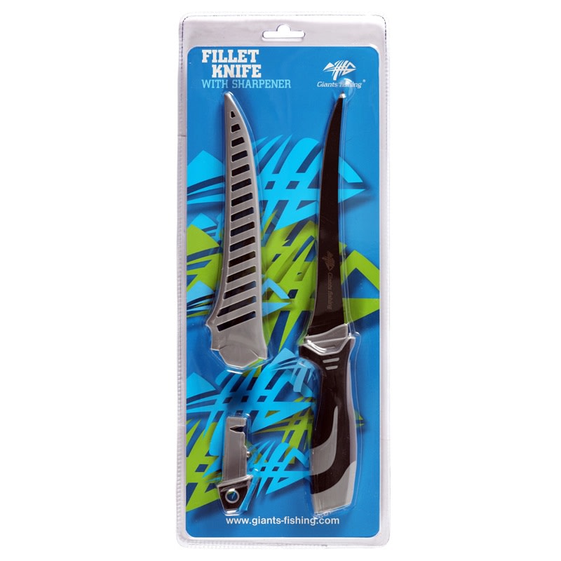 GIANTS FISHING FILETOVACÍ NŮŽ 7 FILLET KNIFE WITH SHARPENER ( EASY CLEAN SHEATH )