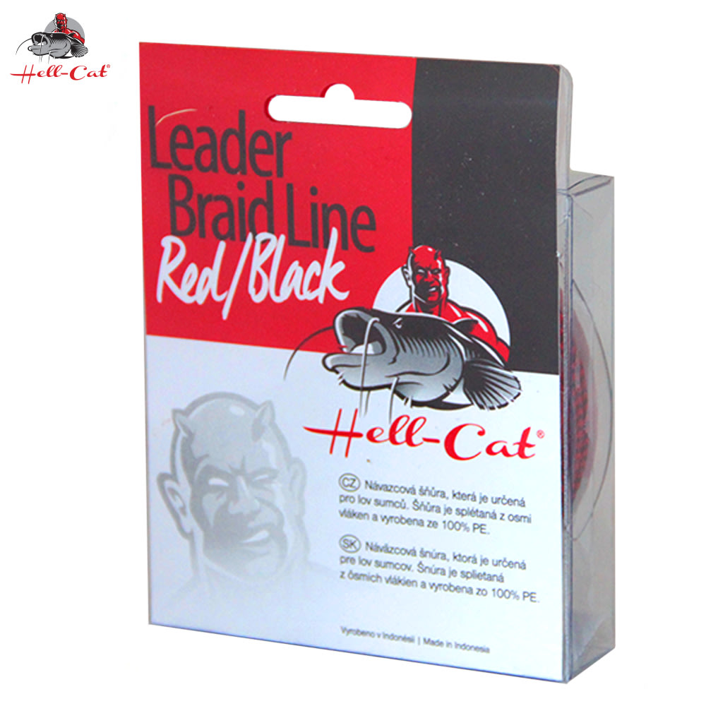HELL-CAT SPLÉTANÁ ŠŇŮRA LEADER BRAID LINE RED/BLACK 1,20MM / 100KG / 20M