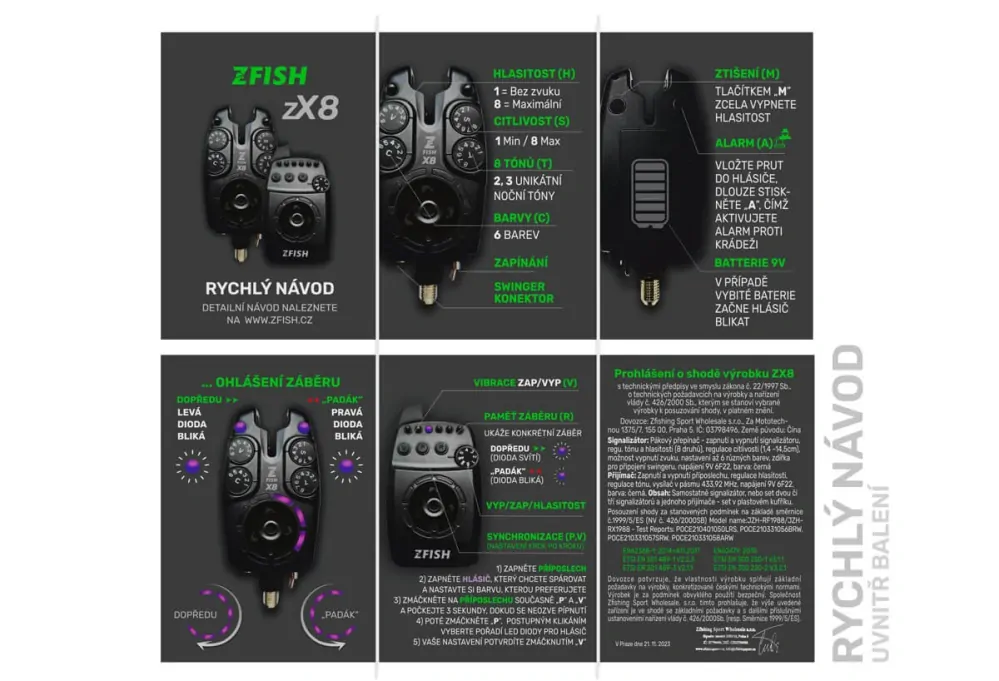 ZFISH Sada hlásičů Bite Alarm Set Zx8 PRO 3+1