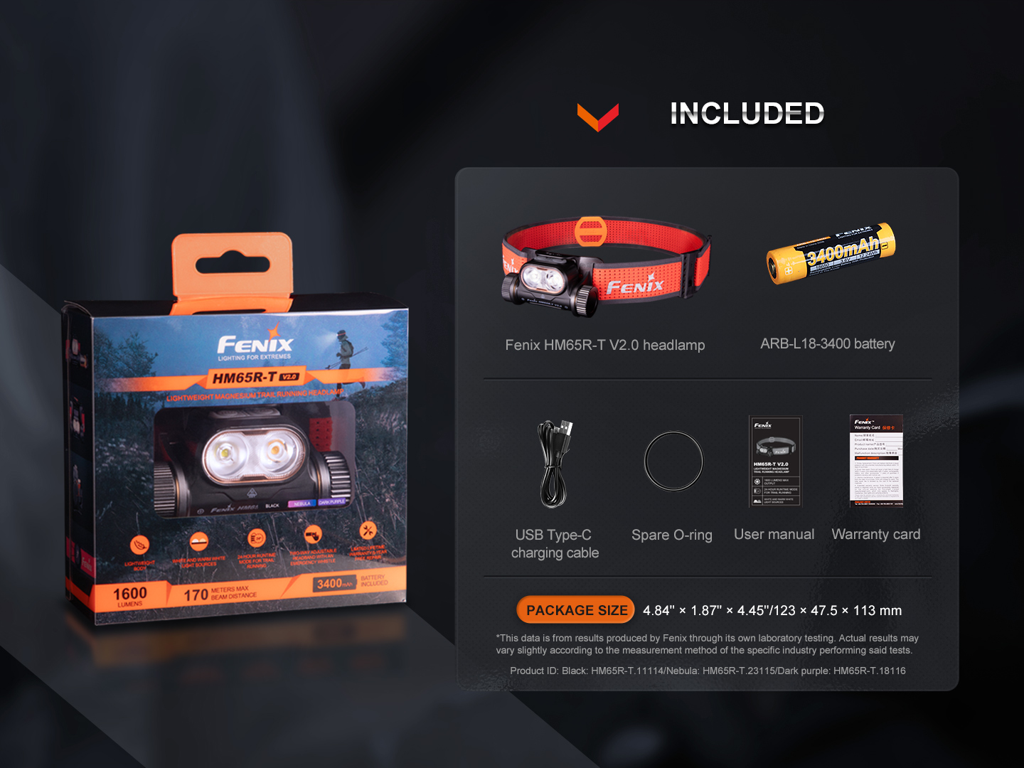 FENIX Nabíjecí čelovka HM65R-T V2.0 černá