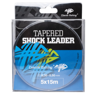 GIANTS FISHING UJÍMANÝ ŠOKOVÝ VLASEC TAPERED SHOCK LEADER 5 X 15 M / 0,30 - 0,50 MM