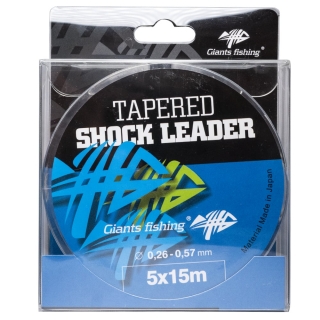 GIANTS FISHING UJÍMANÝ ŠOKOVÝ VLASEC TAPERED SHOCK LEADER 5 X 15 M / 0,26 - 0,57 MM