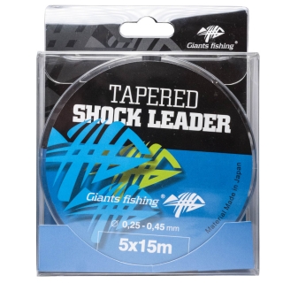 GIANTS FISHING UJÍMANÝ ŠOKOVÝ VLASEC TAPERED SHOCK LEADER 5 X 15 M / 0,25 - 0,45 MM