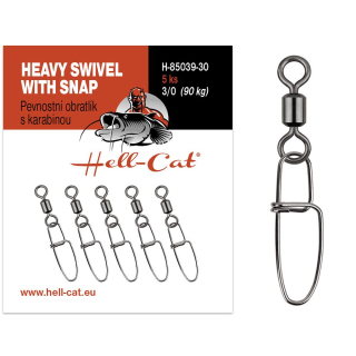HELL-CAT PEVNOSTNÍ OBRATLÍK S KARABINOU HEAVY SWIVEL WITH SNAP NO. 1/0 / 55 KG (5KS)