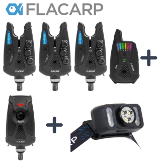 FLACARP Sada signalizátorů 3+1 X8 + RX8 + pohybové čidlo AL2 + nabíjecí čelovka HL4RX +  kufřík