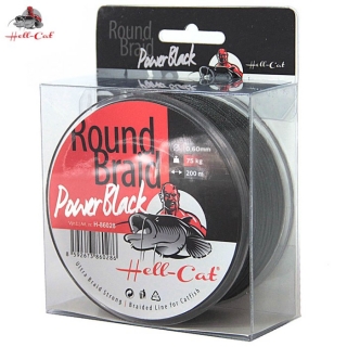 HELL-CAT SPLÉTANÁ ŠŇŮRA ROUND BRAID POWER BLACK 0,50MM / 57,50KG / 200M