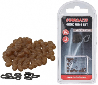STARBAITS Hook Ring Kit hnědá (10 ks kroužek+20 ks zarážka)