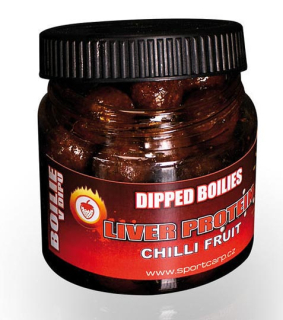 SPORTCARP Boilies v dipu Dipped Boilies Liver Protein Chilli Fruit 18 mm