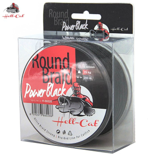 HELL-CAT SPLÉTANÁ ŠŇŮRA ROUND BRAID POWER BLACK 0,60MM / 75KG / 200M