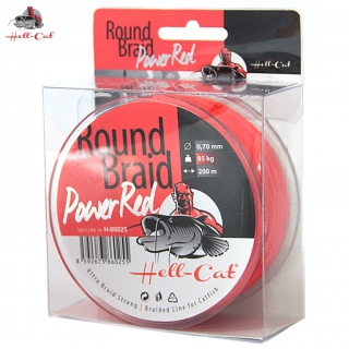 HELL-CAT SPLÉTANÁ ŠŇŮRA ROUND BRAID POWER RED 0,50MM / 57,50KG / 200M