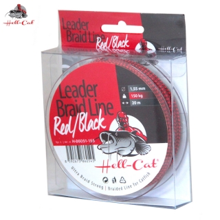 HELL-CAT SPLÉTANÁ ŠŇŮRA LEADER BRAID LINE RED/BLACK 1,40MM / 125KG / 20M