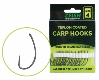Zfish Teflonové háčky Curved Shank Barbless vel. 6  / 10 ks